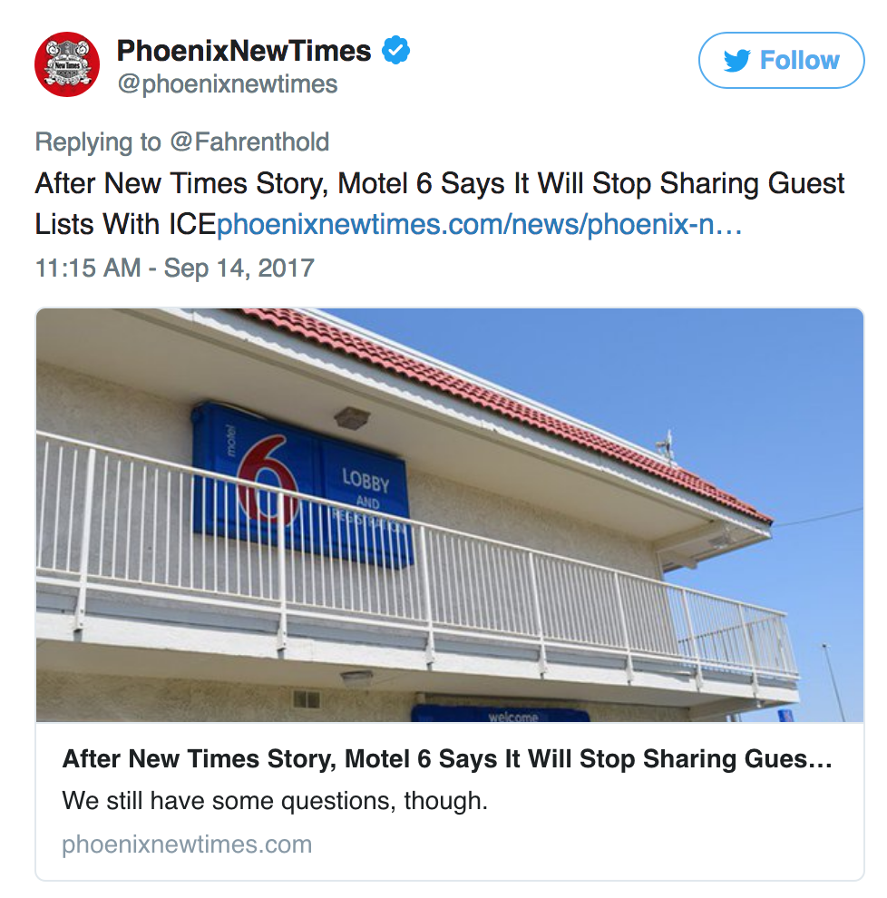 Read more about the article Motel 6 Scoop for Phoenix New Times