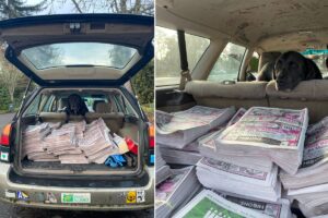 Eliza Aronson loads up to delivery Eugene Weekly