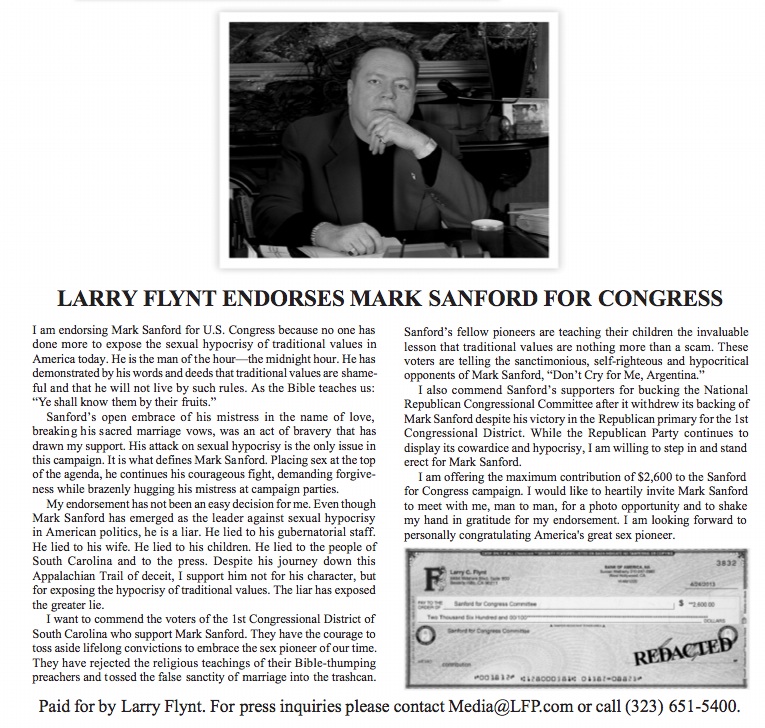 Read more about the article Charleston City Paper Rejects Larry Flynt Ad