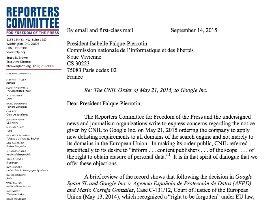 Read more about the article AAN Joins Coalition Urging French Data Regulator to Reconsider ‘Right to be Forgotten’ Delisting Order